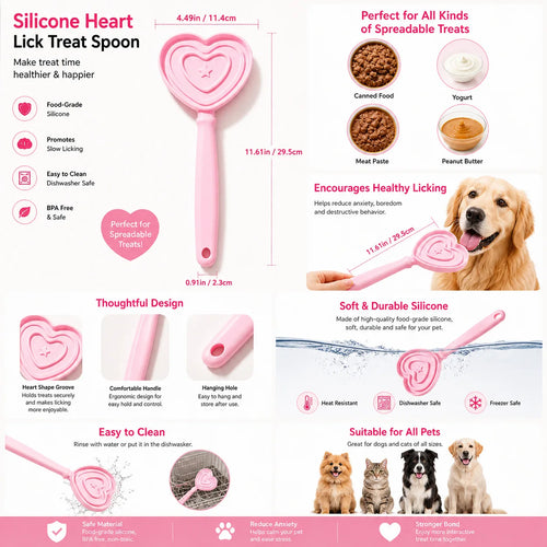 Furrivo Food-Grade Silicone Heart-Shaped Licking Stick Cats Dogs-Self-Entertainment Interactive Toy Durable Enriching Treat