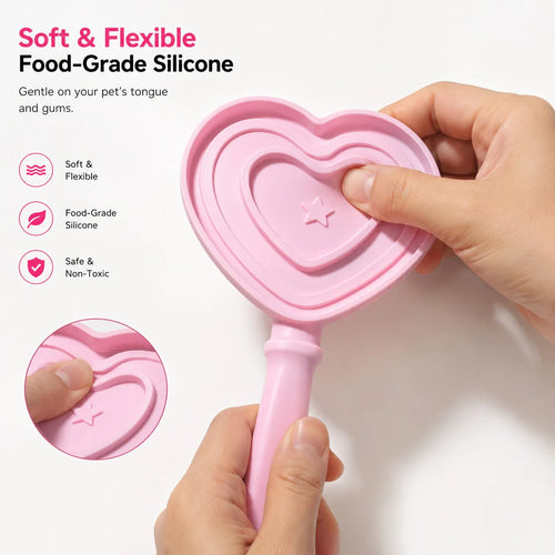 Furrivo Food-Grade Silicone Heart-Shaped Licking Stick Cats Dogs-Self-Entertainment Interactive Toy Durable Enriching Treat