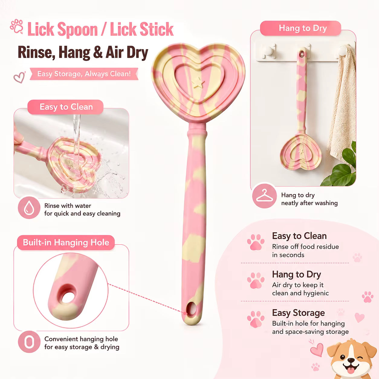 Voynook  Heart-Shaped Silicone Licking Stick - The Ultimate Interactive Treat Toy for Cats and Dogs!