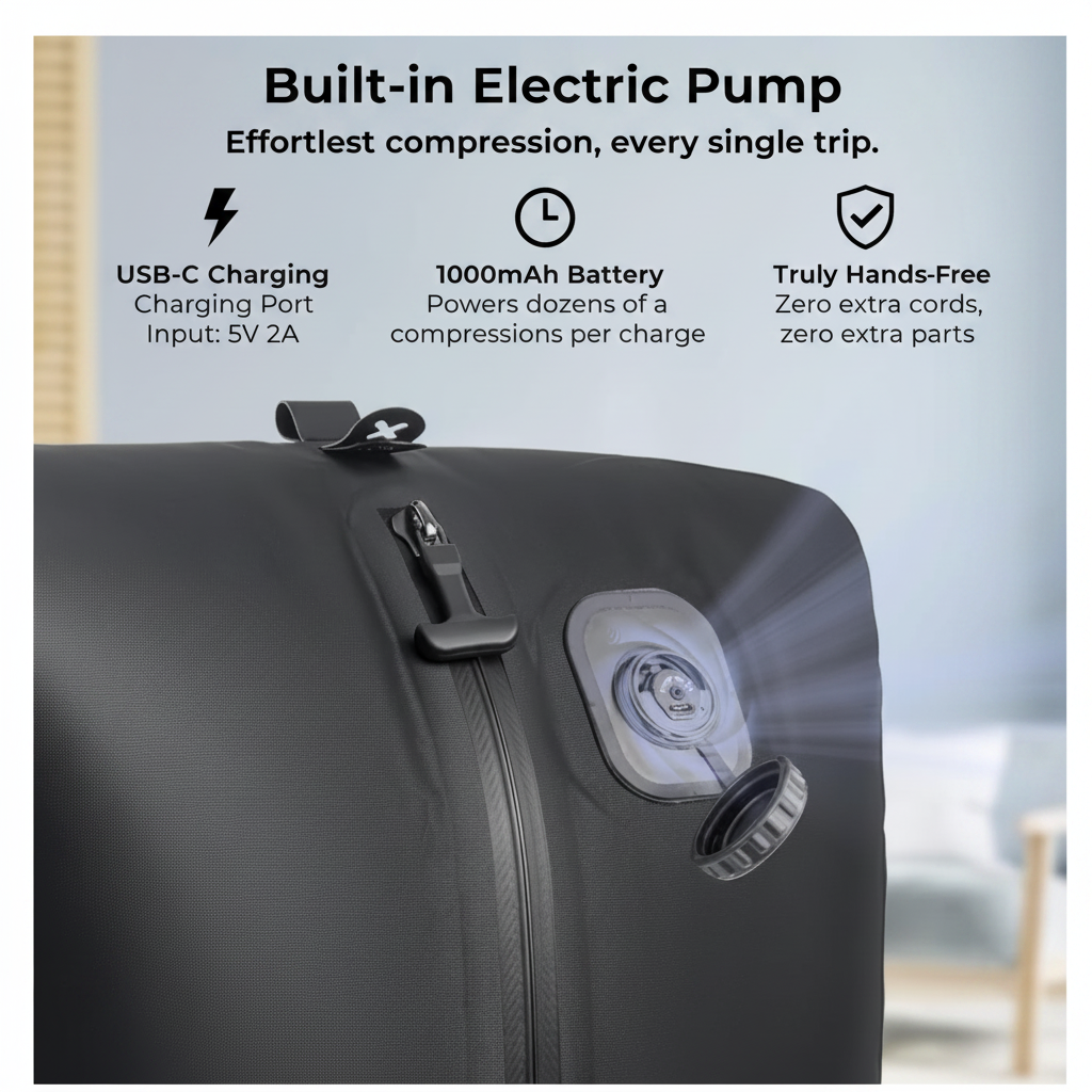 Voynook Reusable Travel Vacuum Compression Bag with Built-In Air Pump