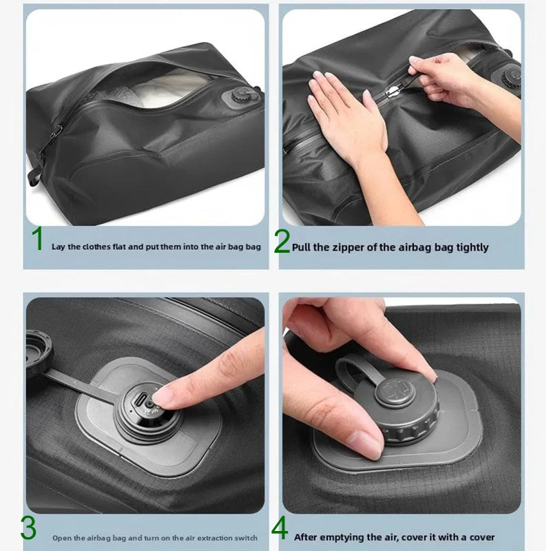 Automatic Vacuum Bag(Air Pump Inside) Reusable Storage Bag Folding Outdoor Travel Compression Bag for Suitcases Backpack Luggage